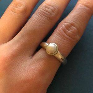 Sterling Silver Round Pearl Ring Size 7